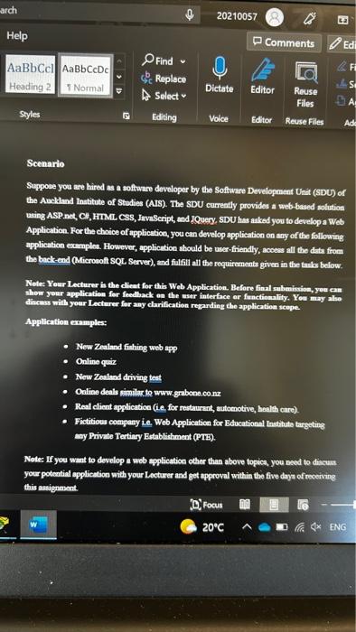  Scenario Suppose you are hired as a software developor by the