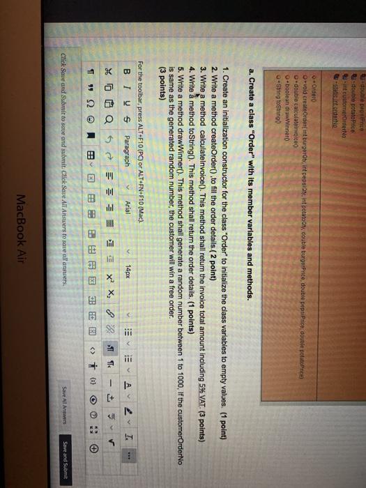 is for a restaurant ordering system. Study the UML then answer the