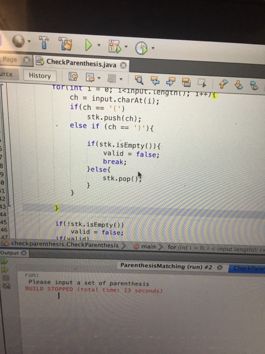 6 History B- public class CheckParenthesis { 16 17 E ex 18
