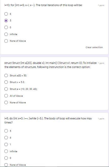  i=10; for (int x=5;x