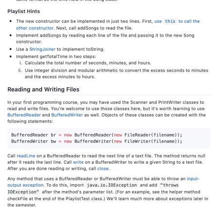 TIME: int = 2 +Song(title: String, artist: String, time: int[) +Song(info: String)