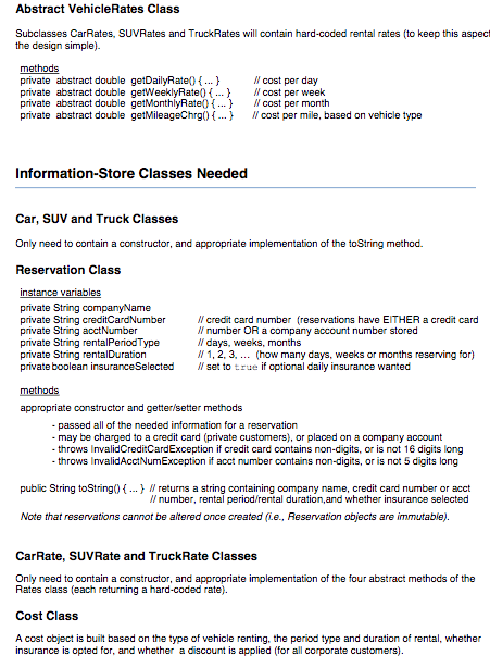 rentals. Also, cars, SUVs and trucks each have models of cars, SUVs