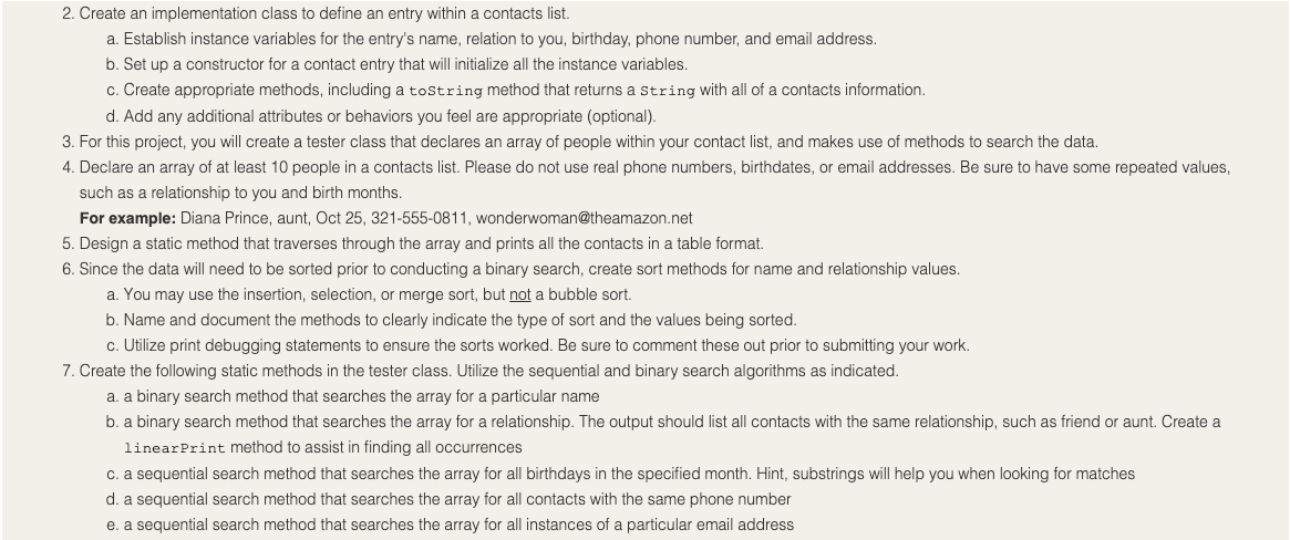  2. Create an implementation class to define an entry within a