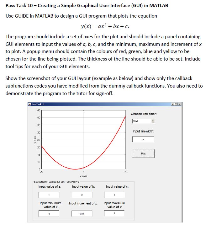  Use GUIDE in MATLAB to design a GUI program that plots