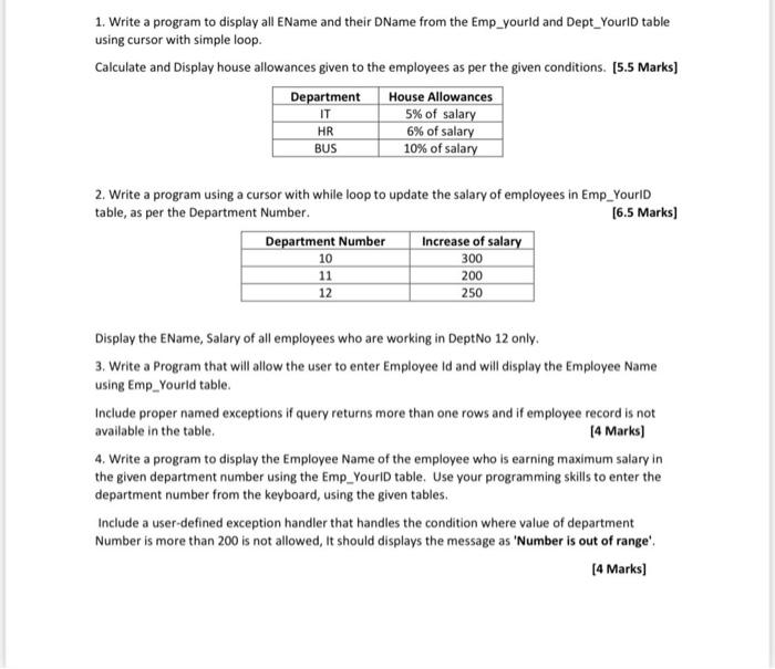  sql which related to the database programming model 1. Write a