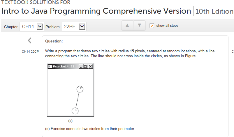  Write a program that draws two circles with radius 15 pixels,