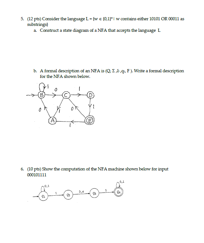 Answer both questions Consider the language L = {w {0,1}*| w contains
