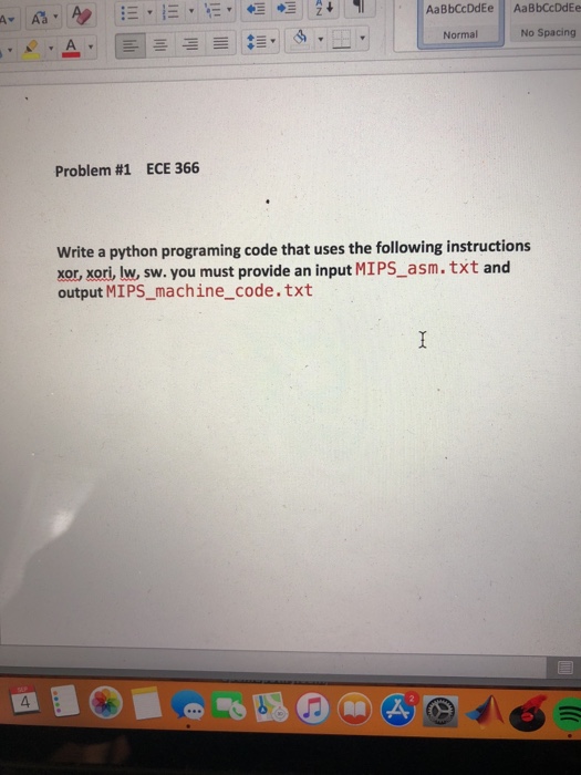  AaBbCcDdEe AaBbCcDdEe Normal No Spacing Problem #1 ECE 366 Write a
