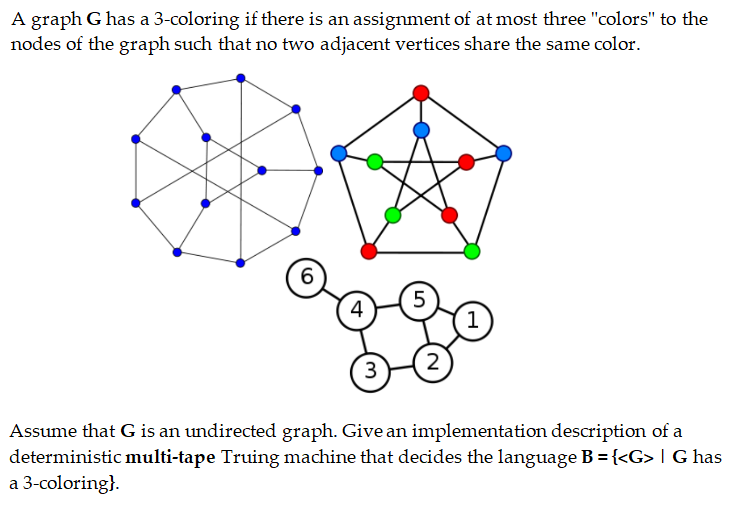  A graph Ghas a 3-coloring if there is an assignment of
