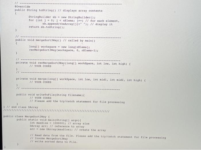now supposed to divide recursively the initial array into thirds, sort each