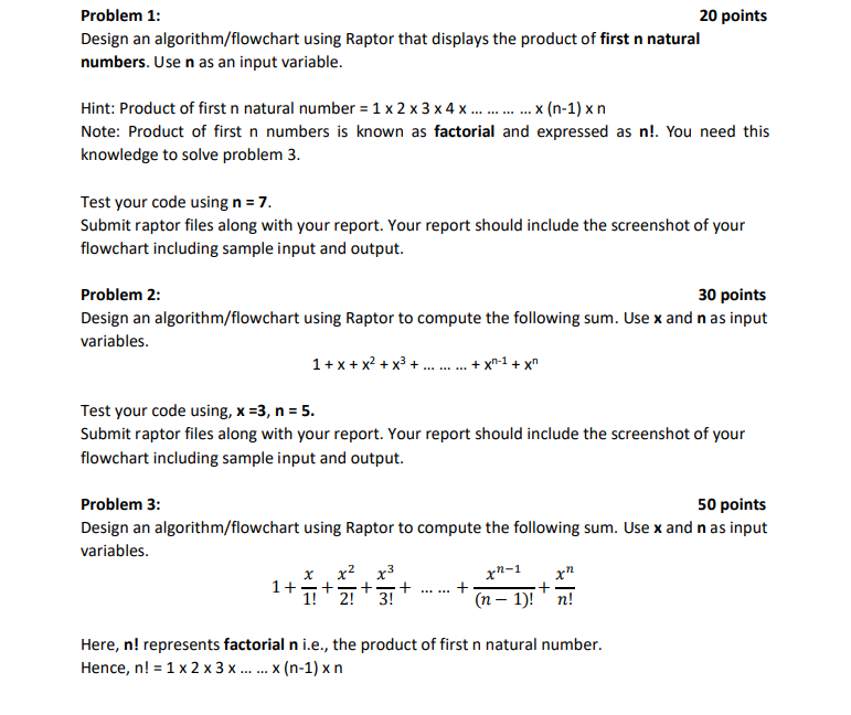  Problem 1: Design an algorithm/flowchart using Raptor that displays the product