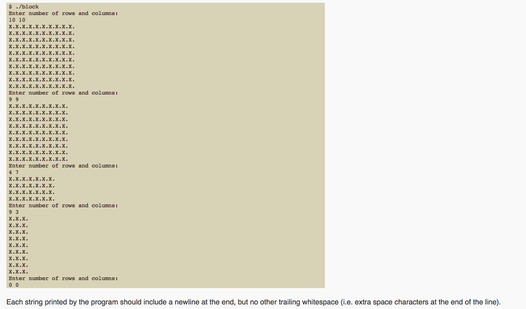 takes input from a user for number of rows and number of