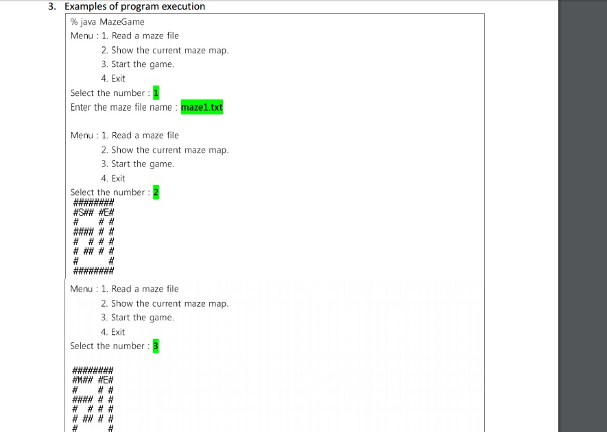 starting position (S) to an end position (E ). 2. Important functions