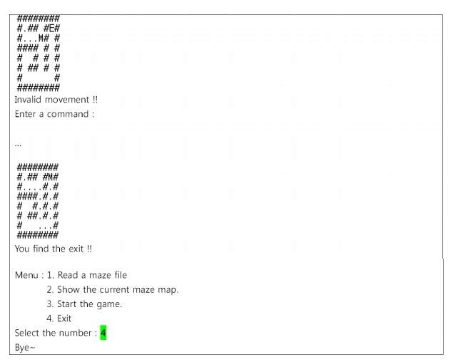 the program executes finding a path of the maze. The format of