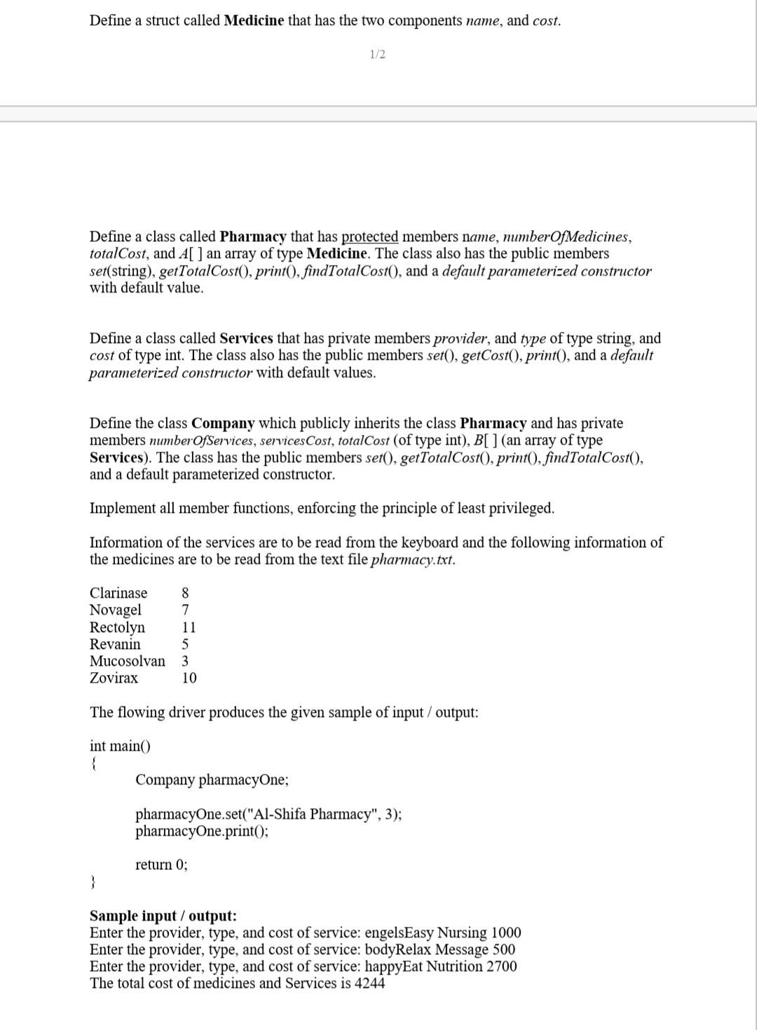  using C++ ** NOTE ** : Creat 3 header files, 3