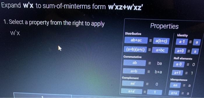  using only the properties given in table, plesse expand w'x and