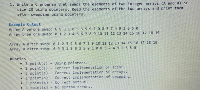  in C please! thank you! 1. Write a C program that