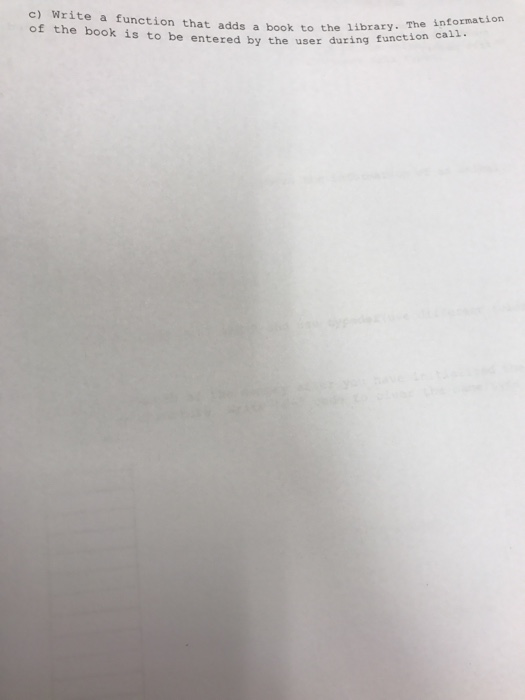  Program in C c) Write a function that adds a book