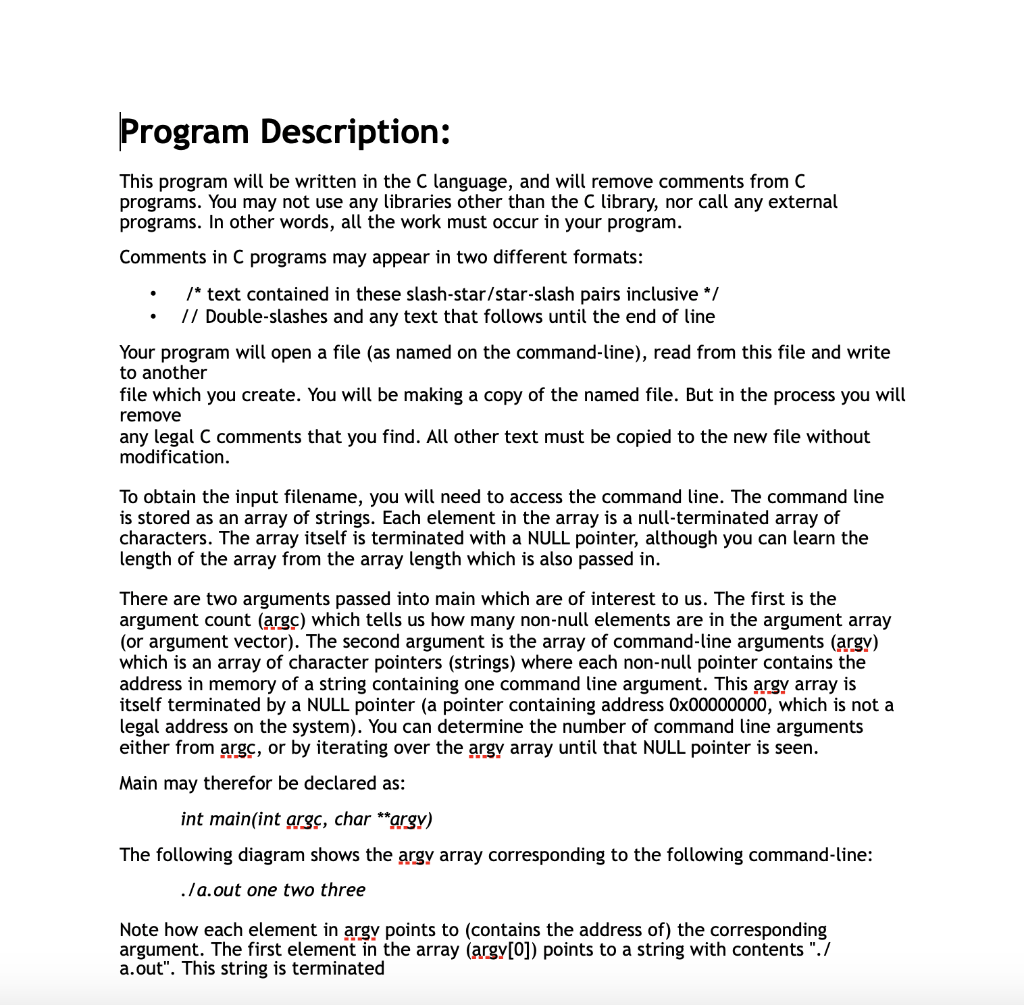 Please write the program in C Language. Program Description: This program will