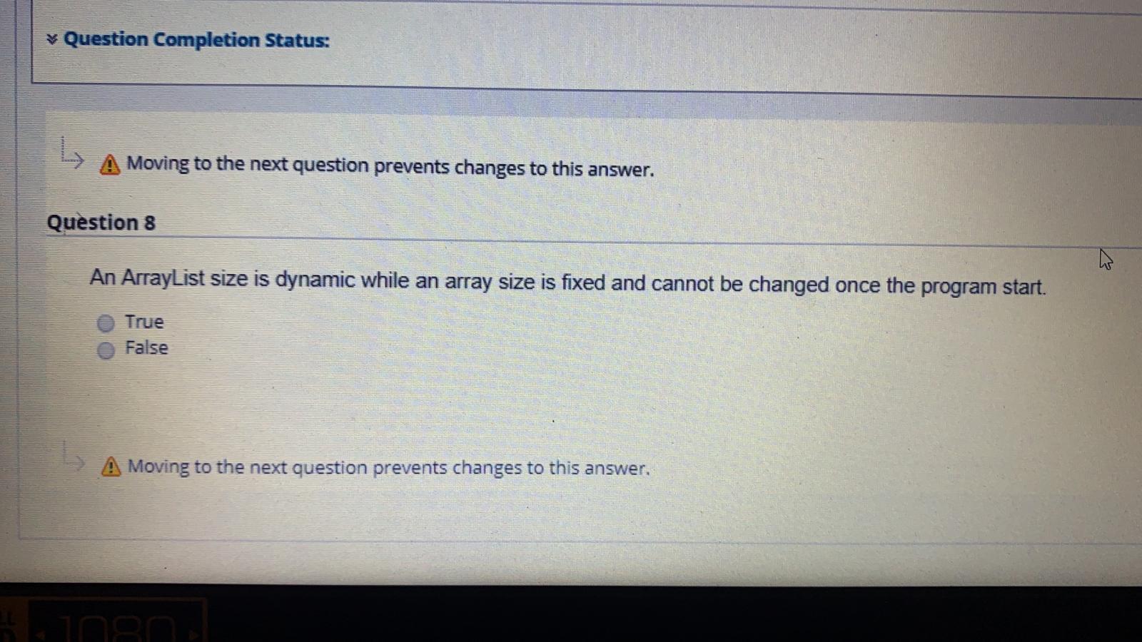 in java * Question Completion Status: A Moving to the next question