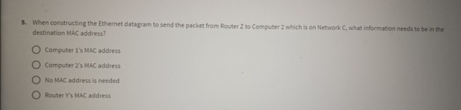  When constructing the Ethernet datagram to send the packet from Router