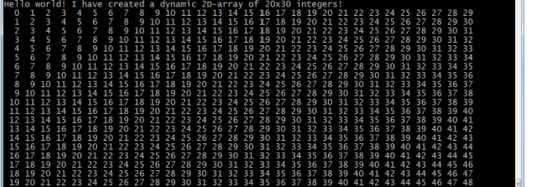 array of integers so that the array has 20 rows of 30