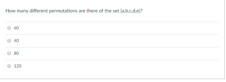 A) B) C D) How many different permutations are there of the