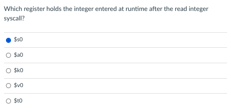  Which register holds the integer entered at runtime after the read