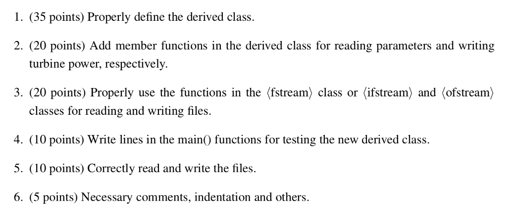 In C++ Create a derived class named turbine_dev based on the turbine