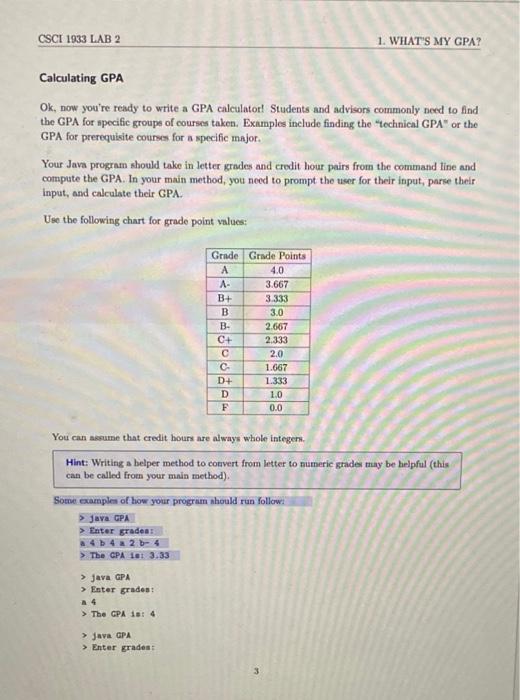 in java script, only importing scanner CSCI 1933 LAB 2 1. WHAT'S
