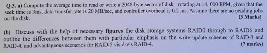 Compute the average time to read or write a 2048-byte sector