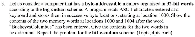  3. Let us consider a computer that has a byte-addressable memory