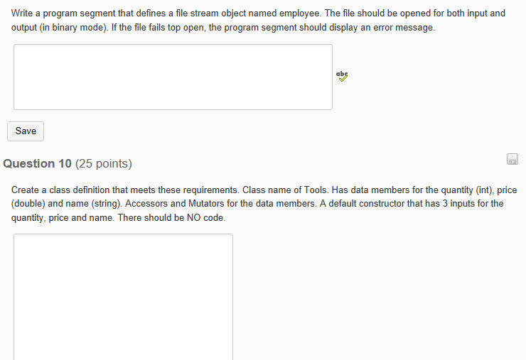  Write a program segment that defines a file stream object named