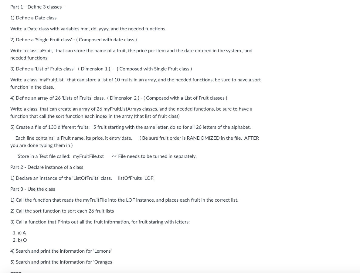 C++ Coding Problem. - Two Dimensional Table of Fruit sorted into 26