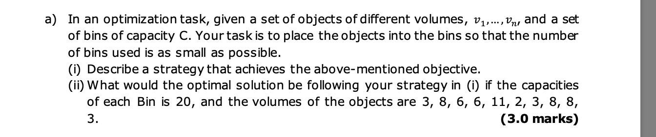 NEED NOW PLS THANKS!!! a) In an optimization task, given a set