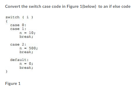  Convert the switch case code in Figure 1(below) to an if