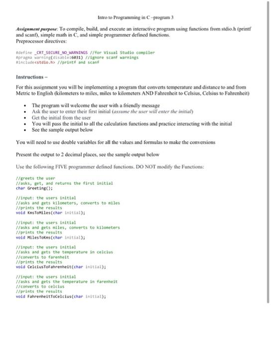autodesk 2019, C programming language Intro to Programming in C-program 3 Assignment