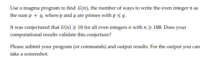  Use a magma program to find G(n), the number of ways