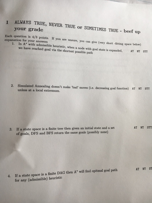  1 ALWAYS TRUE, NEVER TRUE or SOMETIMES TRUE - beef up