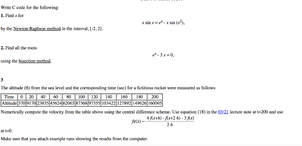  Write C code for the following: 1. Find for by the