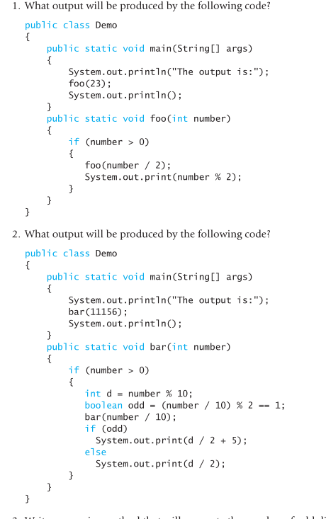 Java Problem 1. What output will be produced by the following code?