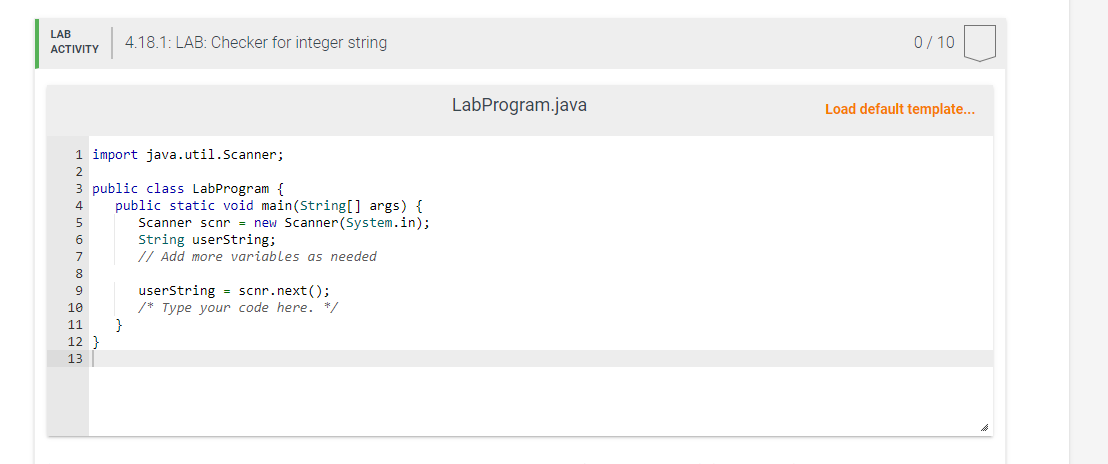  In C++ please 4.18 LAB: Checker for integer string F4.18 LAB: