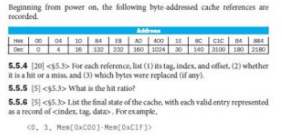 following bits of the address are used to access the cache. 63-10