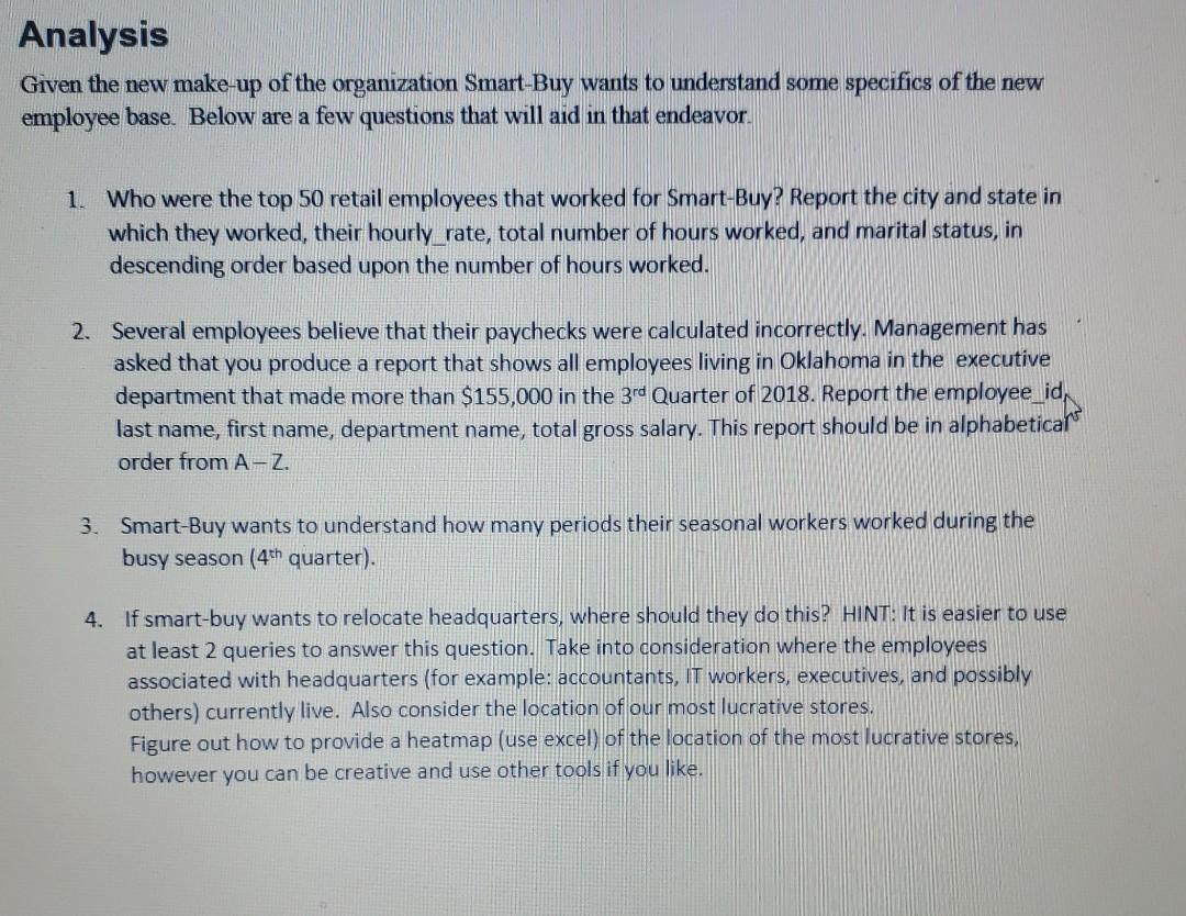  write SQL queries satisfying the 4 questions using the given database.