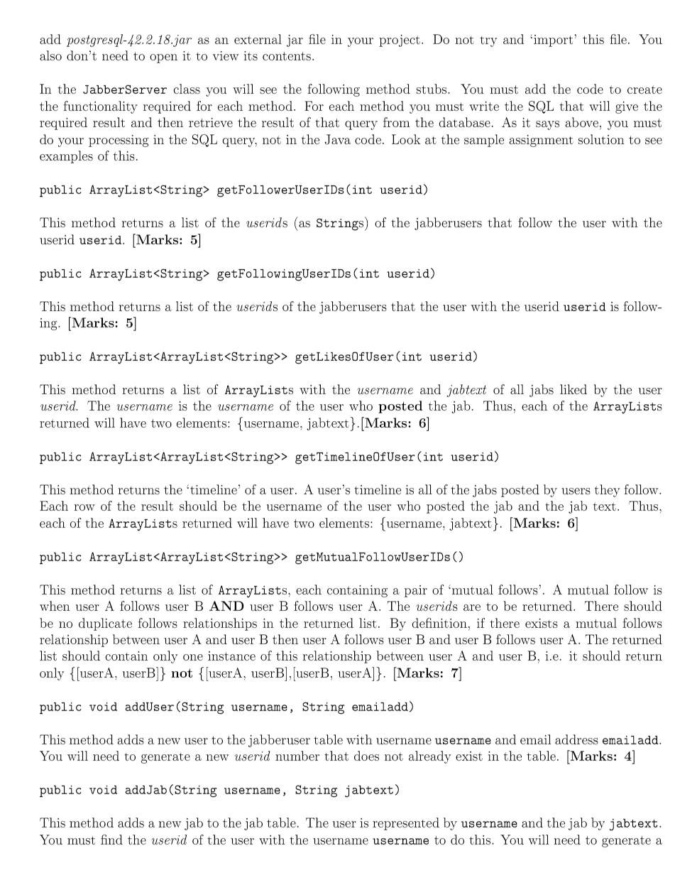 String dbcommand = "jdbc:postgresql://127.0.0.1:5432/postgres"; private static String db = "postgres"; private static