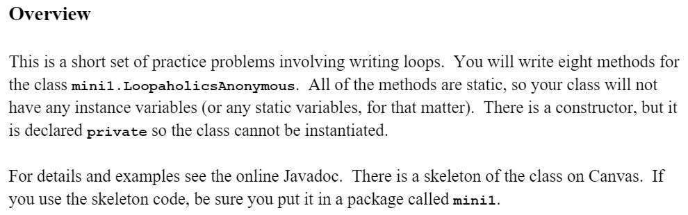 IN JAVA PLEASE AND THANKS :) SKELETON CODE: package mini1;import java.util.Scanner;/** *