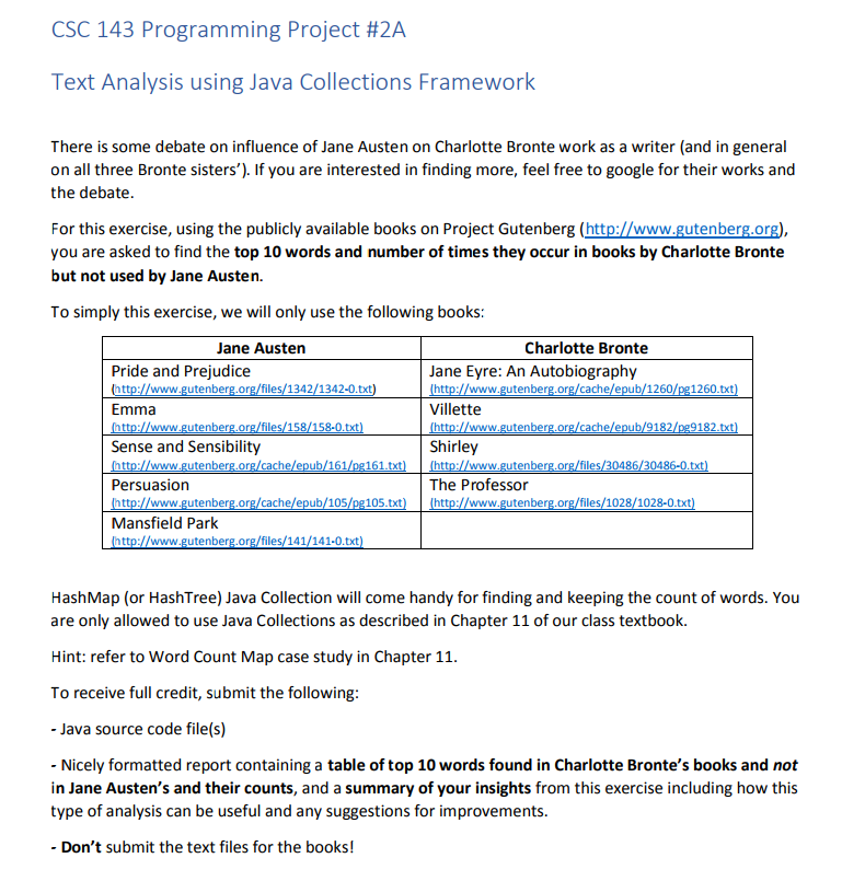  Text Analysis using Java Collections Framework There is some debate on