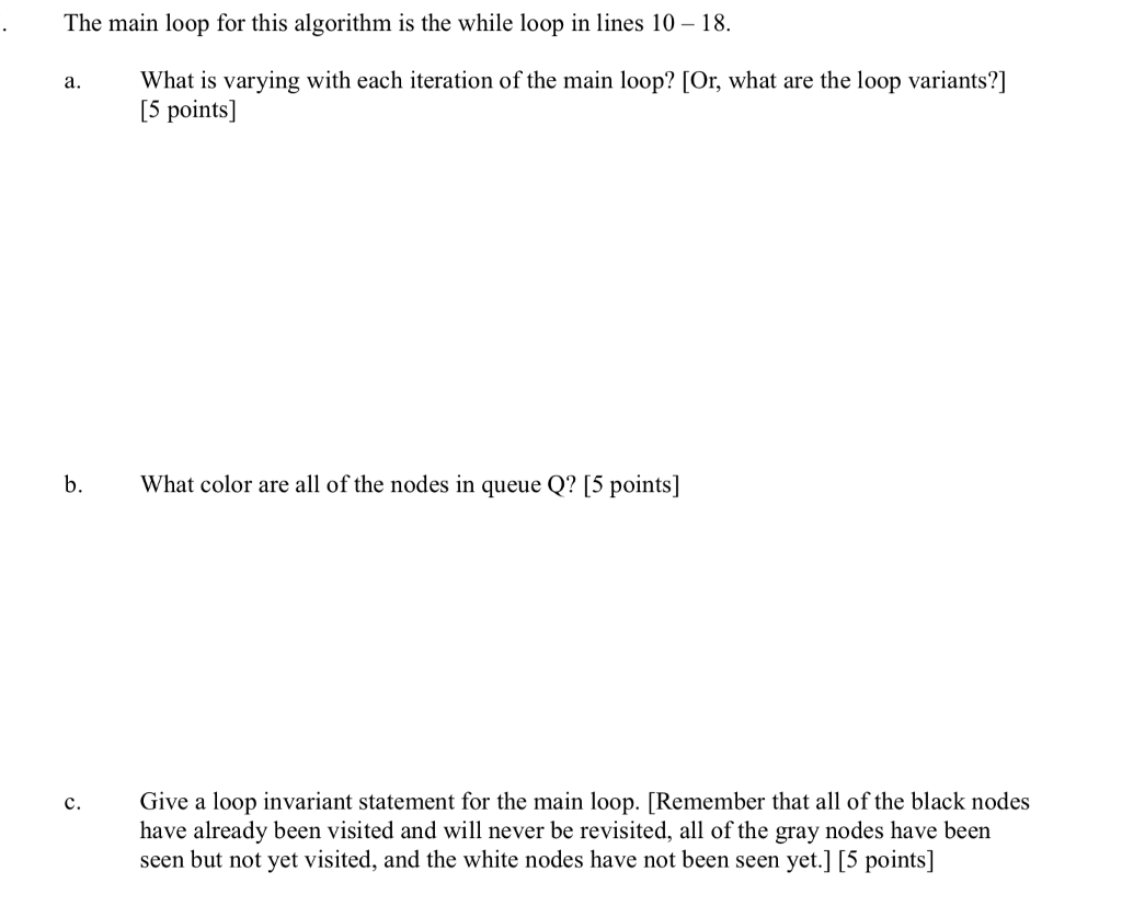 search BFS(G, s) for each vertex uEG.V-s u.color WHITE 4 s.color GRAY