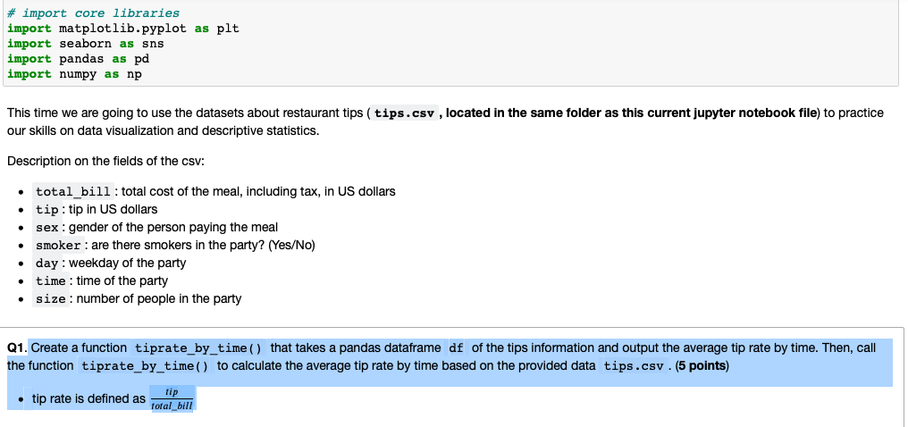 Write in Python import core libraries import matplotlib.pyplot as plt import seaborn