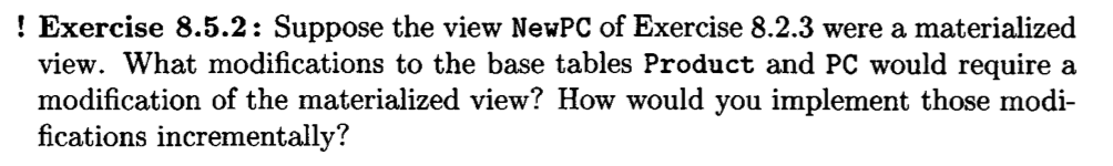 speed, ram, hd, price) suppose we create the view: CREATE VIEW NewPC